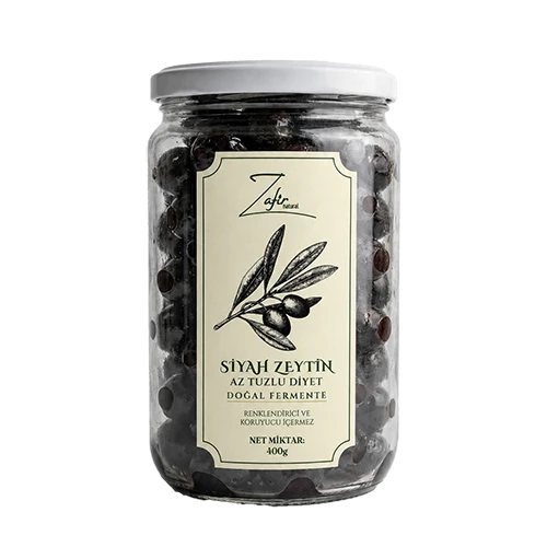 Zafir Natural Doğal Fermente Yağlı Kuru Sele Uslu Siyah Zeytin 400GR