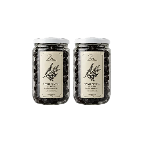 Zafir Natural Doğal Fermente Yağlı Kuru Sele Siyah Zeytin 2'li Set
