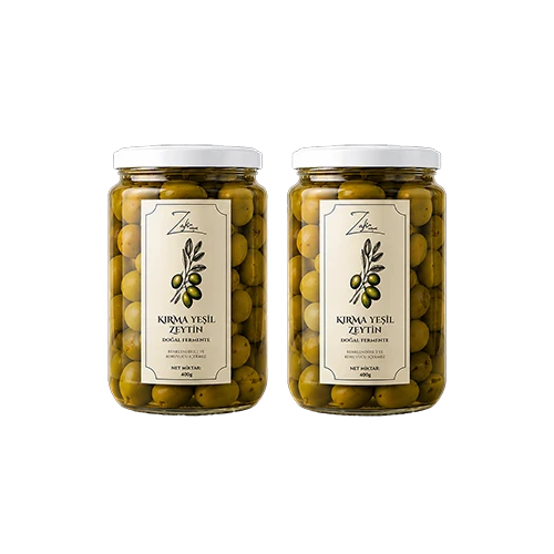 Zafir Natural Doğal Fermente Yeşil Kırma Zeytin 2'li Set