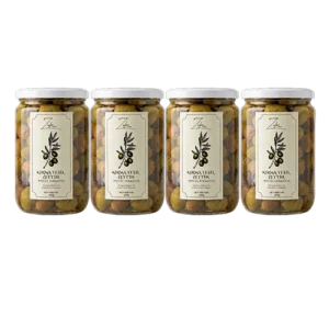 4'lü Doğal Fermente Yeşil Kırma Zeytin 400g x4