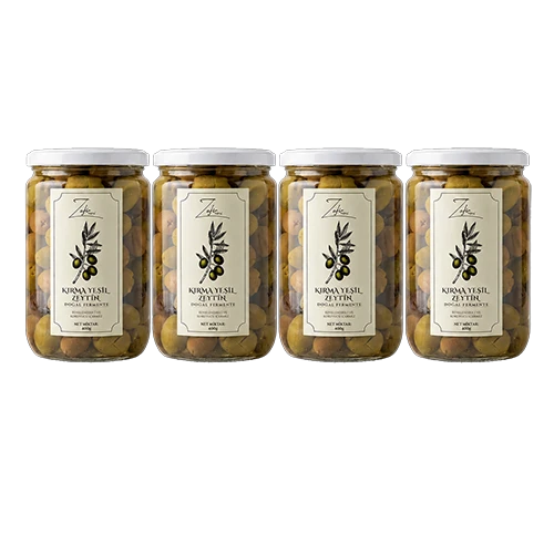 Zafir Natural Doğal Fermente Tekir Yeşil Kırma Zeytin 4'lü Set