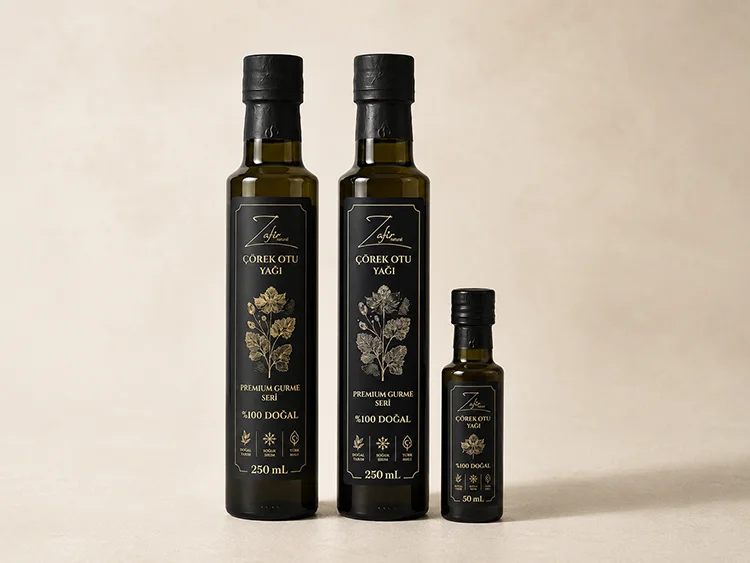 Zafir Natural Soğuk Sıkım Çörek Otu Yağları; 50 mL ve iki farklı 250 mL şişe